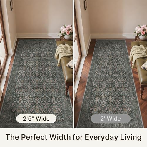 Bavni 2'6" x 6' Kitchen Runner Rug, Washable Non Slip, Charcoal Taupe