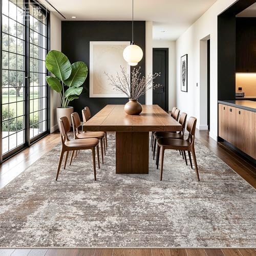 11x15 Extra Large Area Rug Living Room Washable Modern Abstract Brown Beige