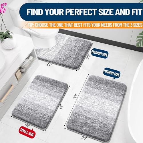OLANLY Small Bathroom Rugs 24x16, Extra Soft Absorbent Microfiber Bath Rugs