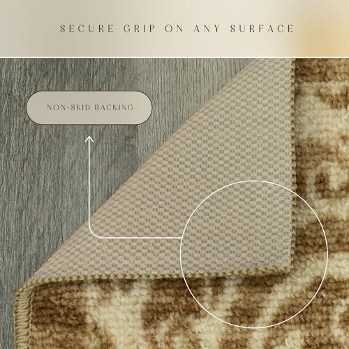 Maples Rugs Pelham Vintage Medallion Runner Rug, 2' x 6', Khaki