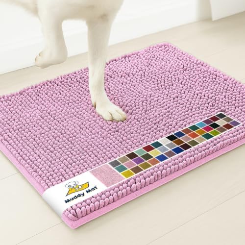 Muddy Mat® | Super Water Absorbent Door Mat Indoor, Microfiber Quick Dry Chenille Entryway Rug, Slip Resistant Front Door Mat, Indoor Mats for Entryway, Machine Washable Pet Rug, Pink 6ft x 9ft