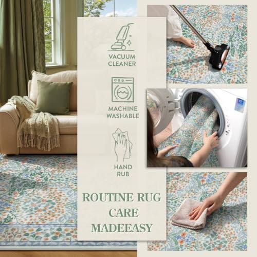 Lahome Washable Rugs for Entryway, 2x3 Green Kitchen Bathroom Rugs Non Slip