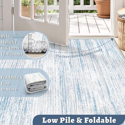 Area Rug 8x10 Living Room Rugs: Washable Modern Rug Large Non-Slip Soft Rugs Stain Resistant Printed Rug Indoor Carpet for Bedroom Kitchen Dining Room Nursery Playroom Home(Blue, 8'x10')