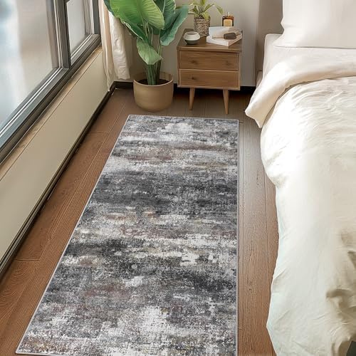 BEIMO 2x6 Runner Rug for Hallway, Dark Grey Washable Abstract Non Slip Rug