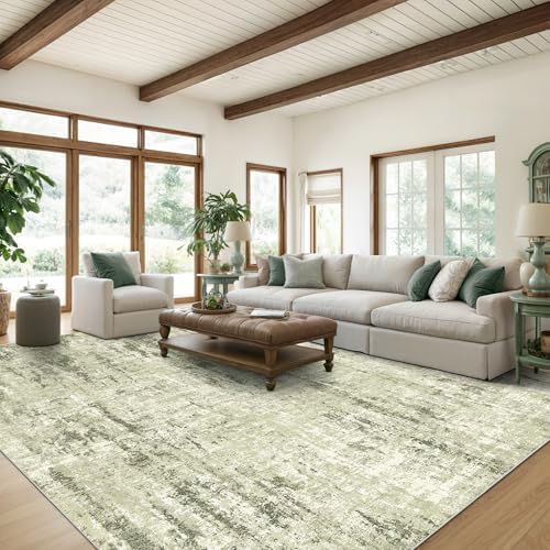 Valenrug 8x10 Area Rugs for Living Room, Abstract Large Washable Rug Green
