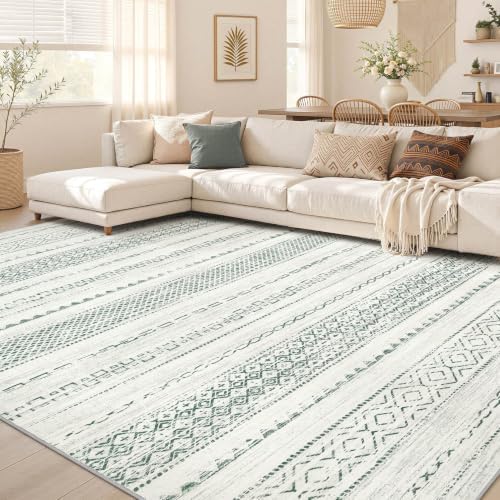 Nakagishi Boho 5x7 Area Rug Living Room Rugs Machine Washable Green