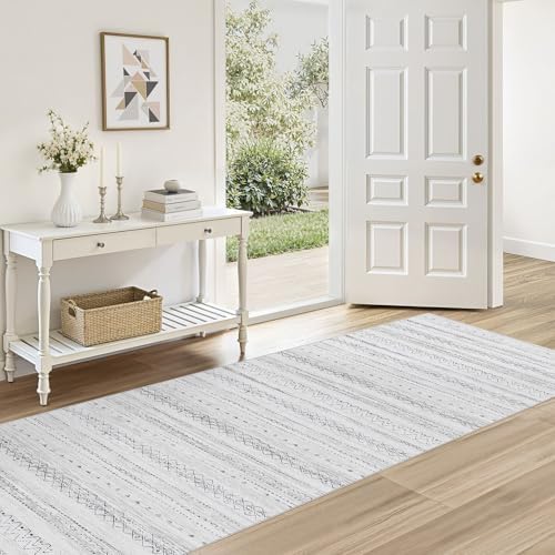 cotiled Hallway 2.6x8 Runner Rugs Washable Boho Rug Grey