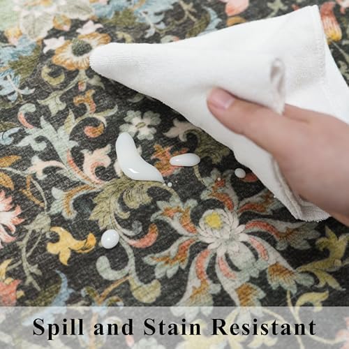 HY HAOYUNLAI Washable 2x2 Square Floral Entryway Area Rug Non-Slip Carpet