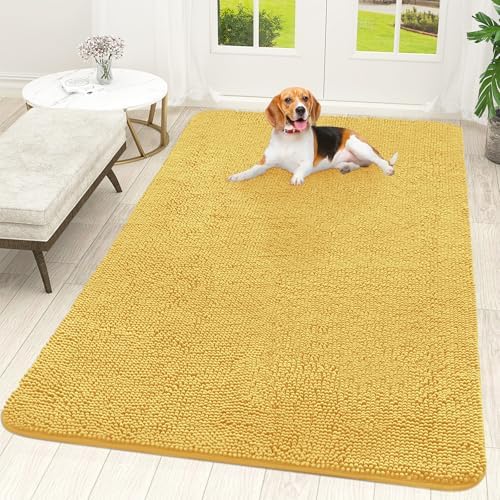 OLANLY Dog Door Mat for Muddy Paws 70x46, Super Absorbent Chenille Mud Mat