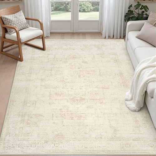 6x6 Area Rugs Living Room: Bedroom Neutral Washable Carpet Beige