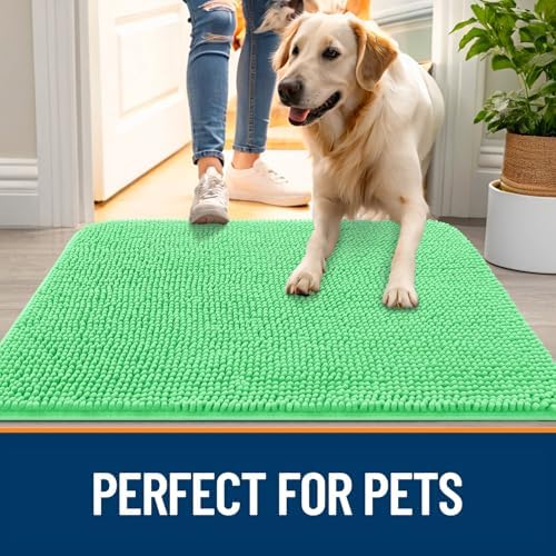 OLANLY Dog Door Mat for Muddy Paws 36x24, Super Absorbent Chenille Mud Mat