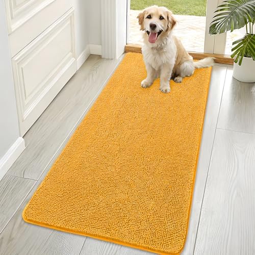 OLANLY Dog Door Mat for Muddy Paws 70x35, Super Absorbent Chenille Mud Mat