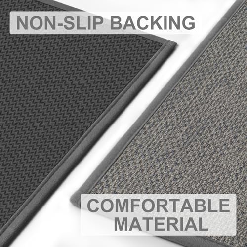 LEKEEPGO Door Mat 17"x29", Non Slip Washable Indoor Door Mat, Light Grey
