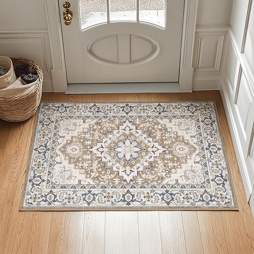 Lofus 2x3 Washable Rug for Entryway Bathroom, Non Slip Kitchen Mats Brown