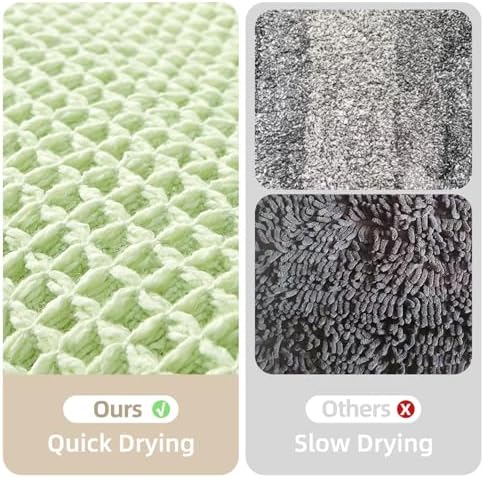 TYUU Waffle Bath Mat, Boho Bathroom Rugs Non Slip, 36x24 Pale Green