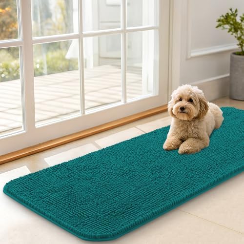 OLANLY Dog Door Mat for Muddy Paws 47x17, Super Absorbent Chenille Mud Mat