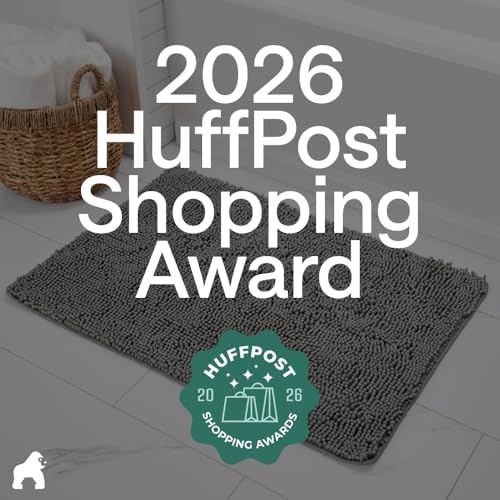 GORILLA GRIP Bath Rug Mat for Bathroom, Absorbent Chenille, 54x24 Gray