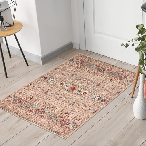 Keen Home Design Vintage Washable Entryway Rug, Non-Slip Low Pile, 2x3