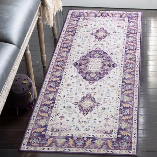 Amearea Vintage Design Runner Rugs for Living Room, 2x6 Purple Runner Rug