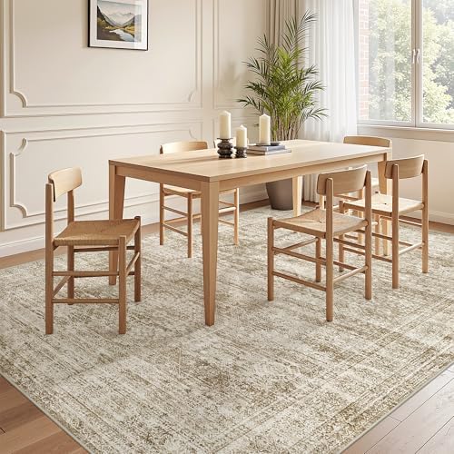 5x7 Area Rugs for Living Room,Large Washable Rug,Brown