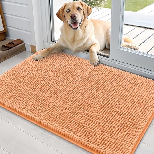 OLANLY Dog Door Mat for Muddy Paws 36x24, Super Absorbent Chenille Mud Mat