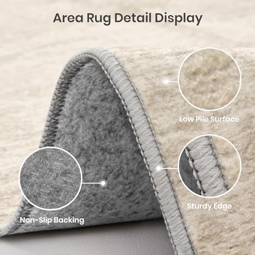Valenrug 4x6 Area Rug for Entryway, Non Slip Washable Bedroom Rug, Beige