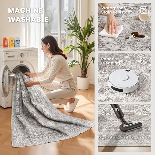 zesthome 6x9 Area Rugs for Living Room,Large Washable Rug,Brown