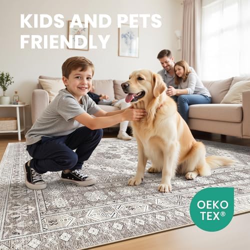 zesthome 6x9 Area Rugs for Living Room,Large Washable Rug,Brown
