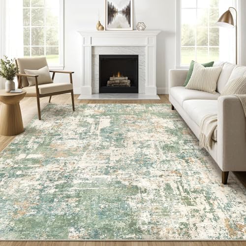 LOONGRUG 9x12 Area Rug Washable Large Neutral Modern Living Room Rugs
