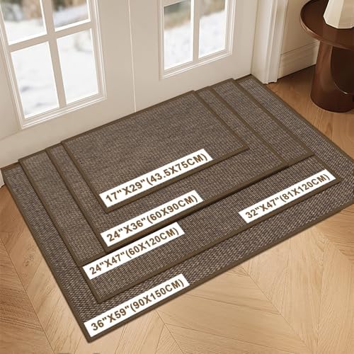 LEKEEPGO Large Door Mat 36"x59", Non Slip Washable Indoor Door Mat, Brown