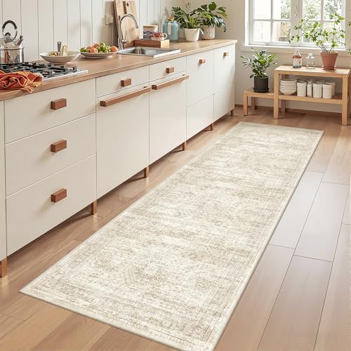2x7 Runner Rug Non Slip,Washable Hallway Runner Rug,Beige