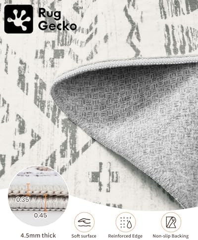 Miukiki 2x10 Runner Rug for Living Room Washable Non Slip Hallway Rug Grey
