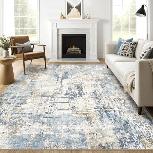 LOONGRUG 7x10 Area Rug Washable Large Neutral Modern Living Room Rugs