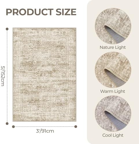3x5 Rug for Entryway,Washable Area Rug,Brown