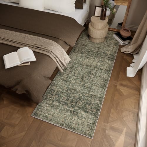 Washable Kitchen Rug Runners for Hallways: 2'x6' Entryway Rug with Non Slip Backing Low Pile Soft Indoor Floor Carpet Runner for Hallways Kitchen Laundry Room Bathroom Bedroom