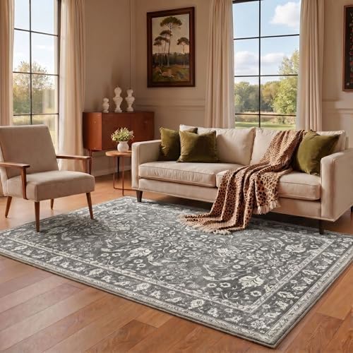 Bavni 5X7 Area Rug for Living Room, Washable Boho Floral Non Slip