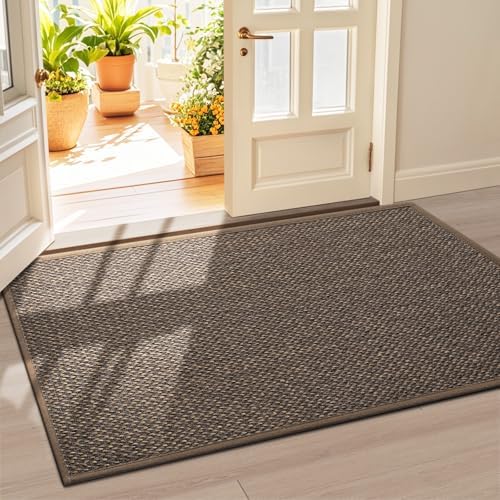 LEKEEPGO Large Door Mat 36"x59", Non Slip Washable Indoor Door Mat, Brown