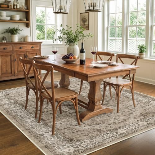 SameBed 5x7 Area Rug Living Room, Vintage Washable Carpet Brown