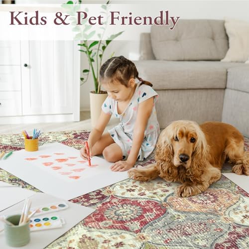 Lahome Moroccan Washable Rugs for Living Room, 4x6 Rug for Bedroom Non-Slip