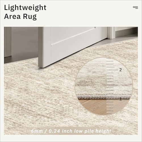 Soalmost Washable Area Rug 8x12 Large Soft Beige Rugs for Living Room