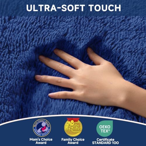 Ophanie Blue Rug, Boys 4x6 Rugs for Bedroom Royal Dark Blue Carpet Nursery Aesthetic, Kids Playroom Navy Area Rugs for Girls Teen Home Decor, Fluffy Shag Bedside Floor Living Room Carpet