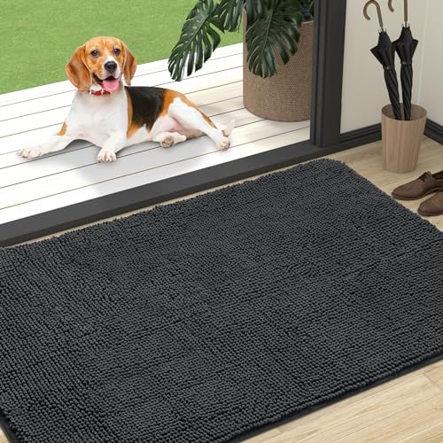 OLANLY Dog Door Mat for Muddy Paws 47x32, Super Absorbent Chenille Mud Mat