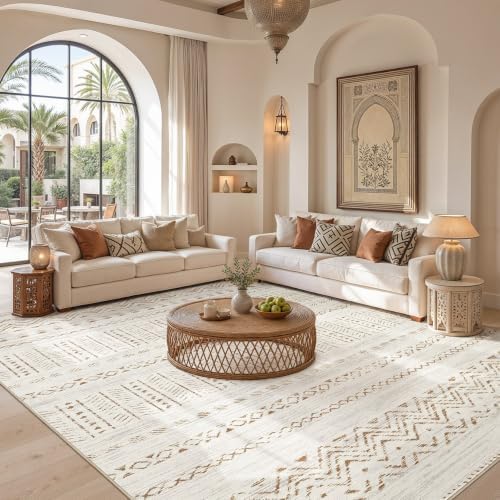 cotiled 6x9 Area Rugs for Living Room: Boho Washable Rug for Dining Room