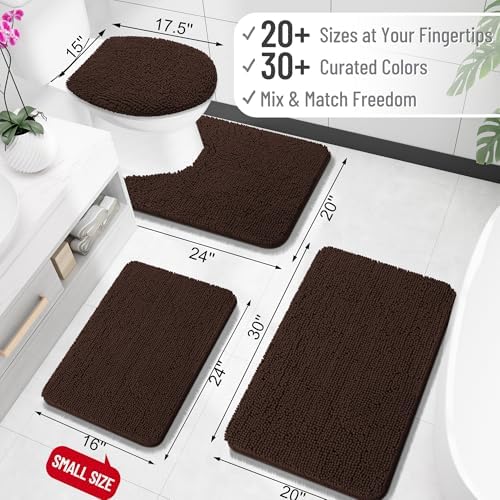 OLANLY Toilet Rugs U-Shaped 24x24, Soft Absorbent Chenille Contour Rugs