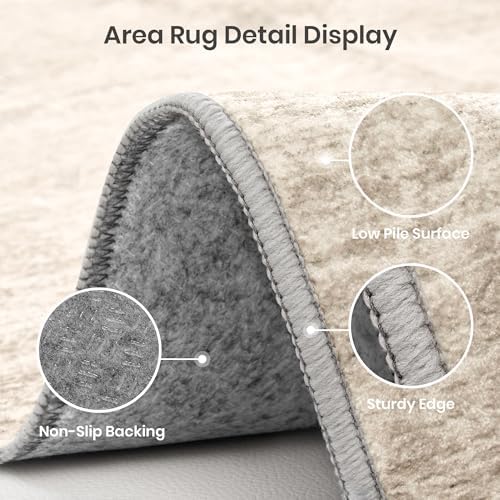 Valenrug Washable Rugs 5x7, Non Slip Large Area Rugs for Living Room, Brown