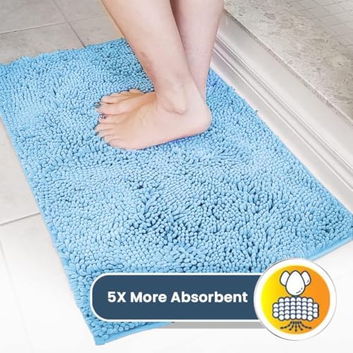 Muddy Mat® | Super Water Absorbent Door Mat Indoor, Microfiber Quick Dry Chenille Entryway Rug, Slip Resistant Front Door Mat, Indoor Mats for Entryway, Machine Washable Pet Rug, Sky Blue 3ft x 3ft