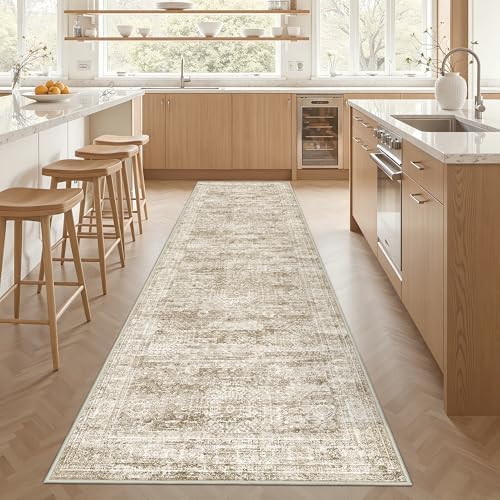 3x12 Runner Rug Non Slip,Washable Hallway Runner Rug,Brown