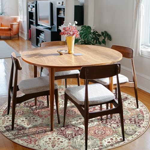 Lahome Moroccan Washable Round Area Rug, Soft Round Rugs 6ft Ultra-Thin