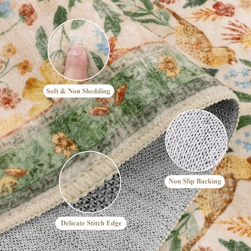 HEBE Boho Kitchen Rugs Set of 3, Non Slip Washable Kitchen Mats for Floor