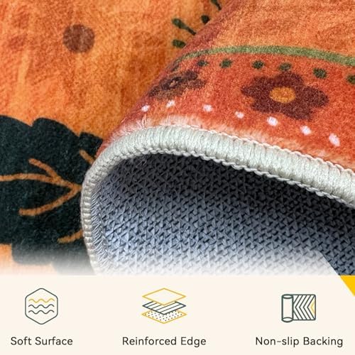RELEANY Floral Washable 8x10 Area Rugs BurntOrange
